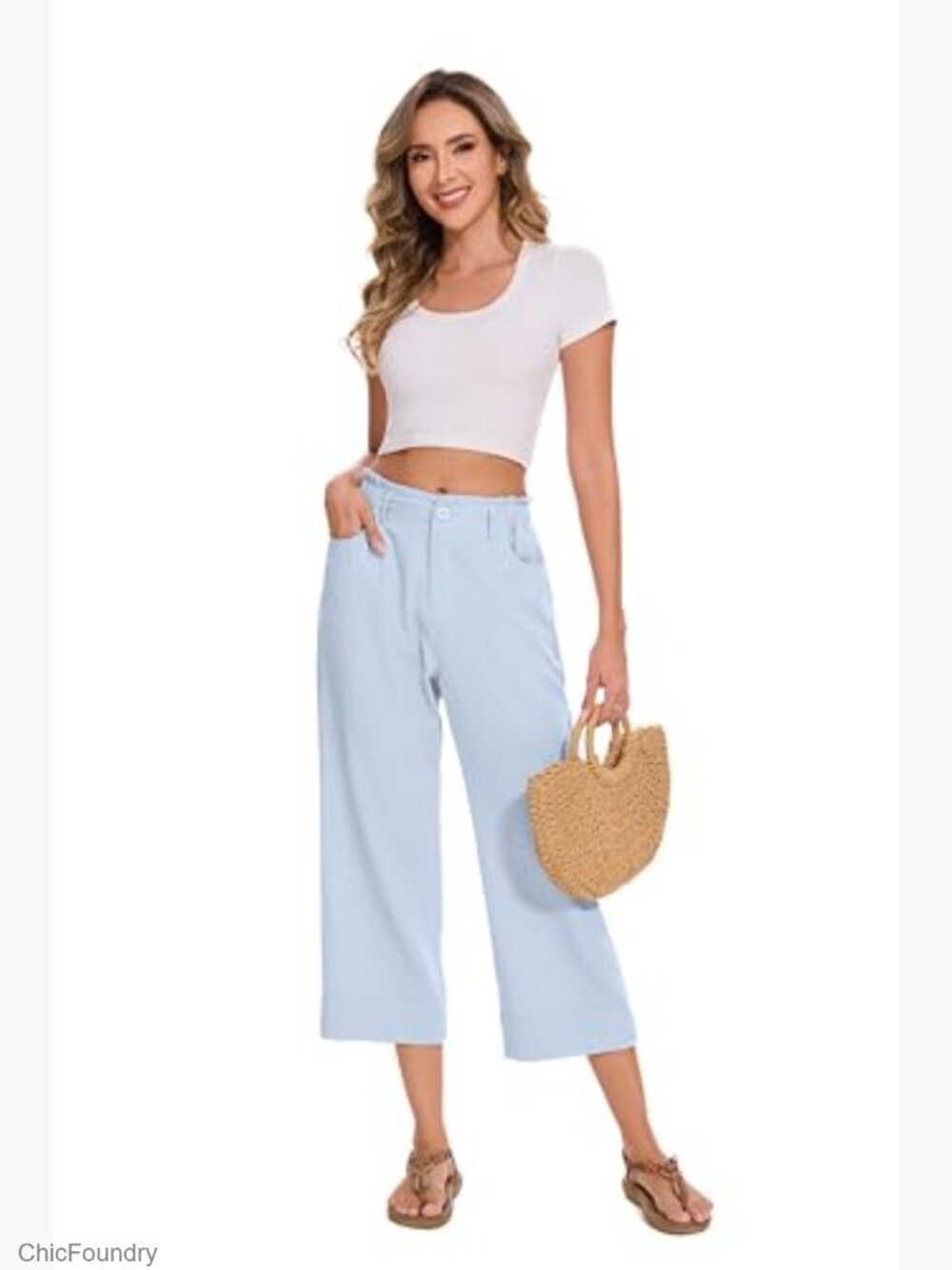 High Waist Wide Leg Trousers Business Work Pants Long Straight Suit Pants - Picture 2 of 6